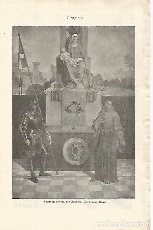 Postais: LAMINA ESPASA 31975: Virgen en el tronopor Giorgione - Varios