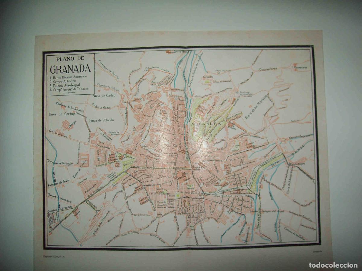 Postais: LAMINA ESPASA 32096: Plano de la ciudad de Granada - Varios