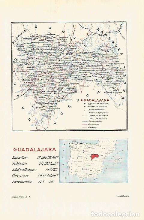 Postais: LAMINA ESPASA 32155: Mapa de la provincia de Guadalajara - Varios