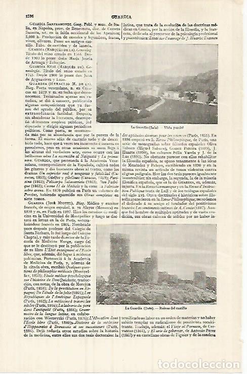 Postales: LAMINA ESPASA 32193: Castillo y vista de La Guardia Jaen - Varios