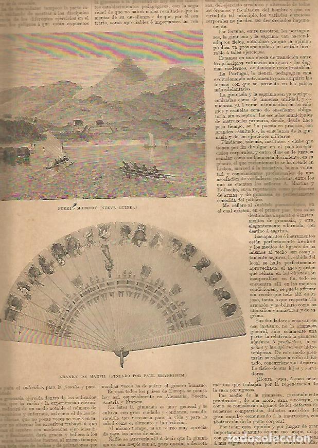Cartes Postales: LAMINA 13365: Moresby en nueva Guinea y Abanico pintado por P. Meyerheim - Varios