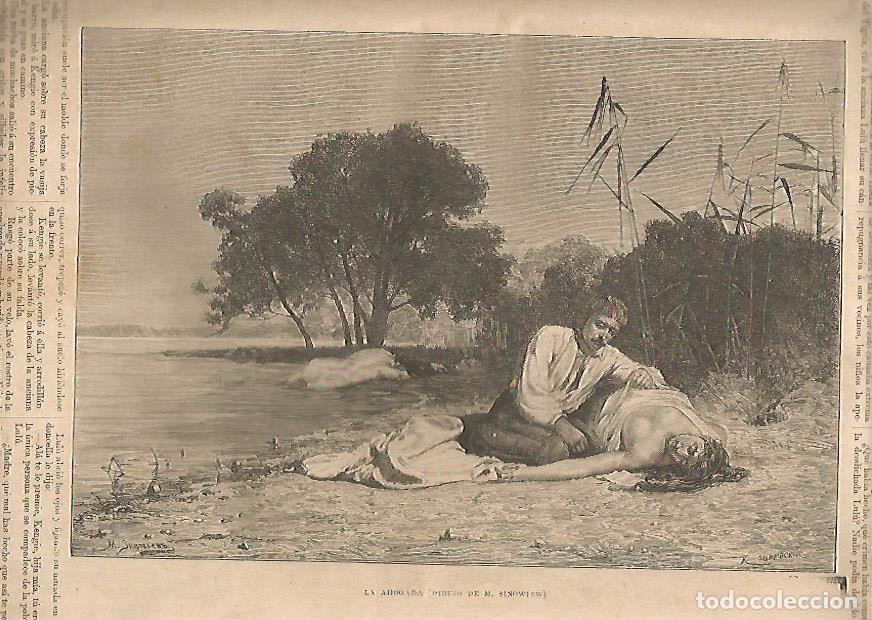 Postais: LAMINA 13299: La ahogada, dibujo de M. Sinowiew - Varios