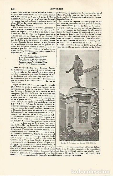 Postais: LAMINA ESPASA 32536: Estatua de Cervantes en Madrid - Varios