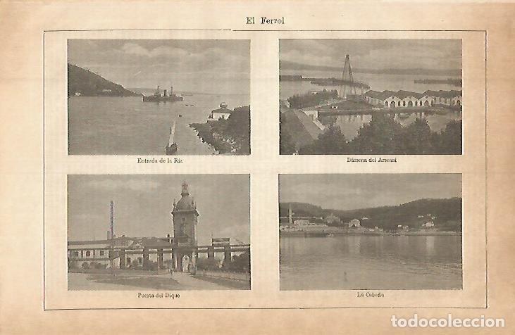 Postkarten: LAMINA ESPASA 32665: Ria, Arsenal, Puerta del Dique y La Caba&ntilde;a en Ferrol - Varios