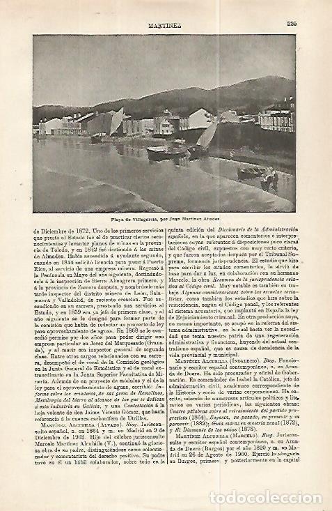 Postais: LAMINA ESPASA 32224: Playa de Villagarcia, por Juan Martinez - Varios