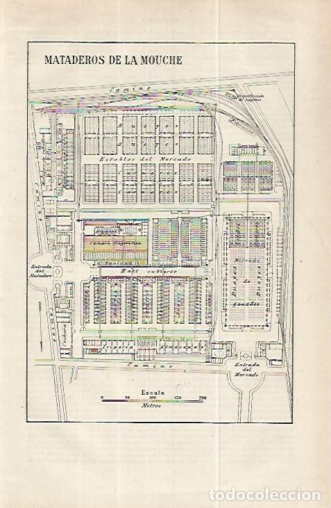 Cartoline: LAMINA ESPASA 32270: Plano de los Mataderos de La Mouche - Varios