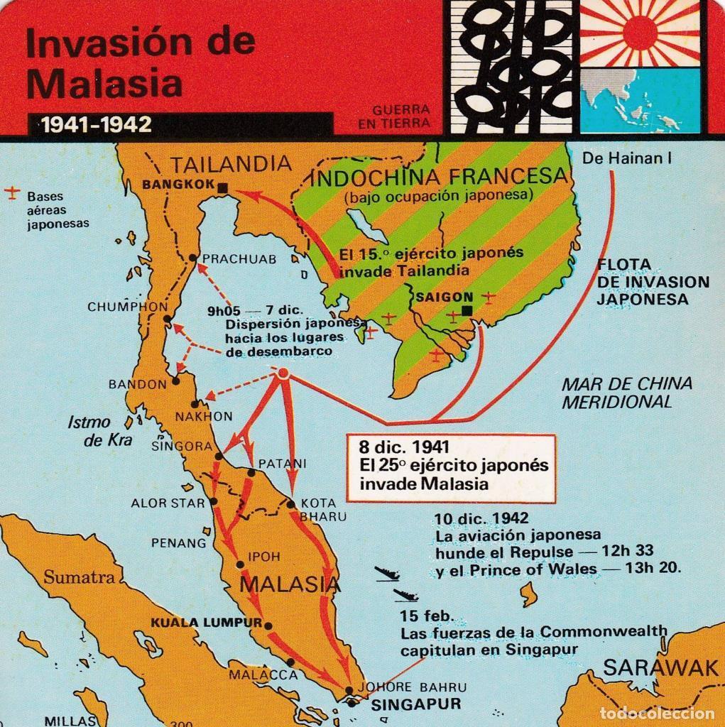 Postais: FICHA GUERRA EN TIERRA: INVASION DE MALASIA. 1941-1942 - NULL