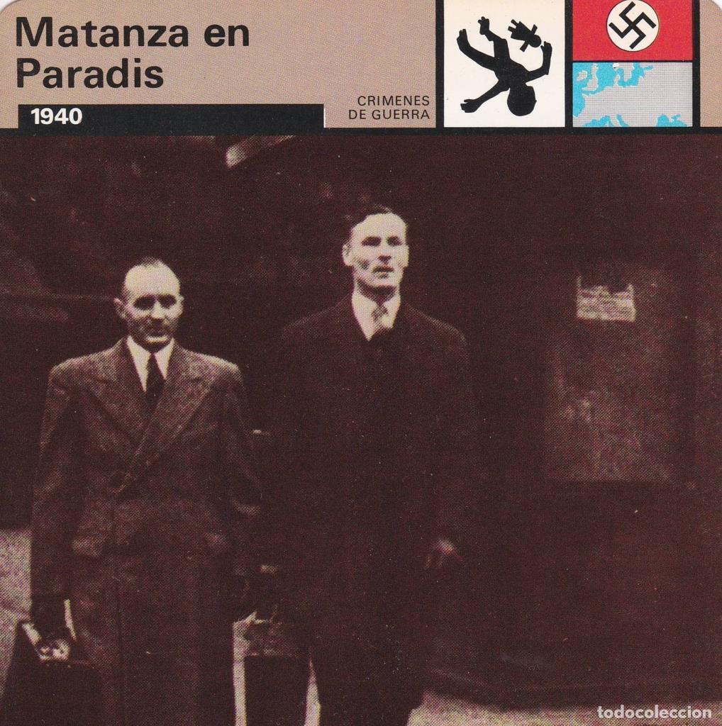 Postcards: FICHA CRIMENES DE GUERRA: MATANZA EN PARADIS. 1940 - NULL