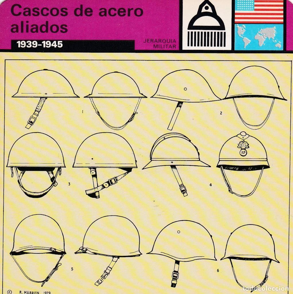 Postkarten: FICHA JERARQUIA MILITAR: CASCOS DE ACERO ALIADOS. 1939-1945 - NULL