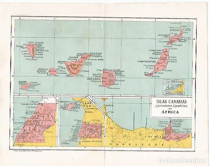 Postcards: LAMINA 13742: Mapa de las Islas Canarias y posesiones en Africa - Alfredo Opisso