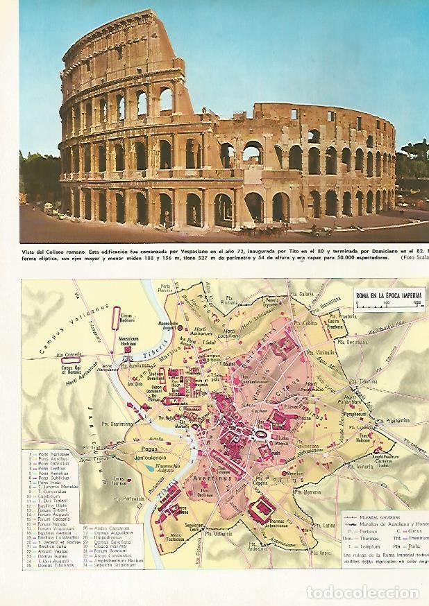 Postais: LAMINA MONITOR 0623: Coliseum y mapa de la Roma imperial - Varios