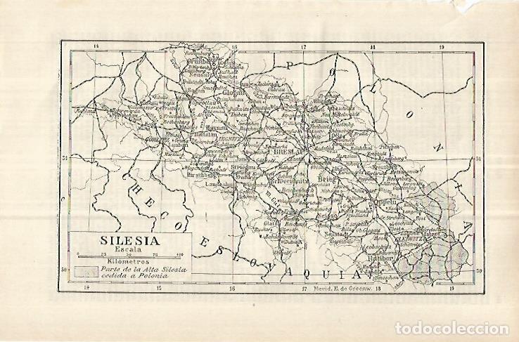 Cartoline: LAMINA ESPASA 32997: Mapa de Silesia - Varios