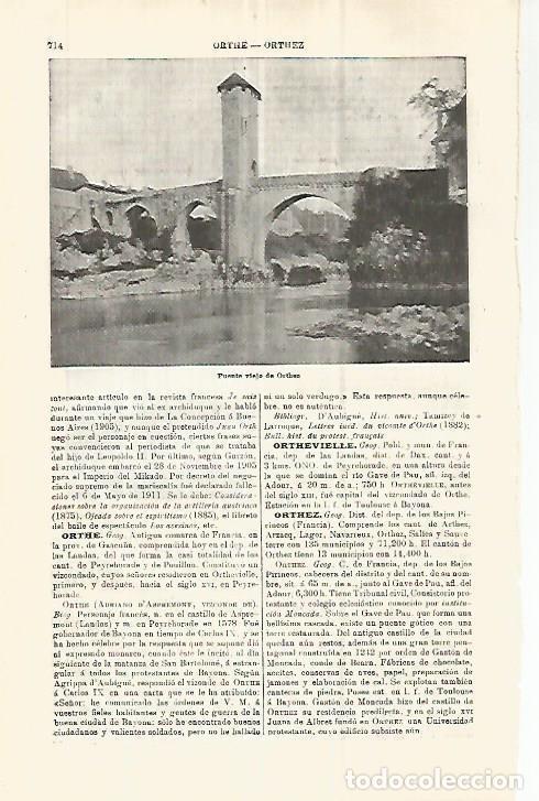 Postales: LAMINA ESPASA 32919: Puente viejo de Orthez, Francia - Varios