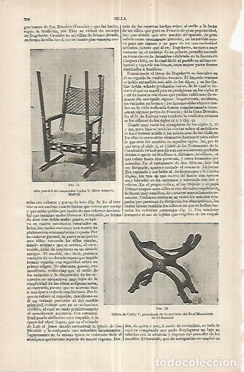 Postales: LAMINA ESPASA 33014: Silla portatil y silleta de Carlos V - Varios
