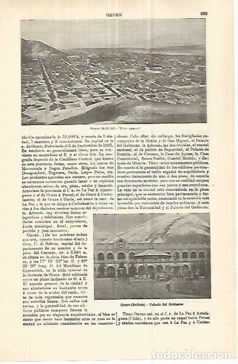 Cartoline: LAMINA ESPASA 32927: Palacio del Gobierno y vista de Oruro, Bolivia - Varios