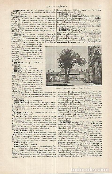 Cartes Postales: LAMINA ESPASA 33117: Iglesia, osario y arco de triunfo en Sizun, Francia - Varios