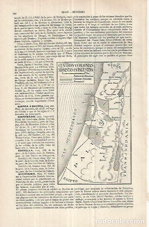 Postkarten: LAMINA ESPASA 33069: Mapa de las colonias de Sion en Palestina - Varios