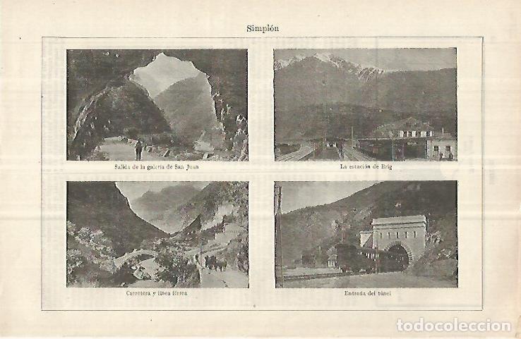 Postkarten: LAMINA ESPASA 33047: Galeria de San Juan, Estacion de Brig y carretera en Simplon, Suiza - Varios