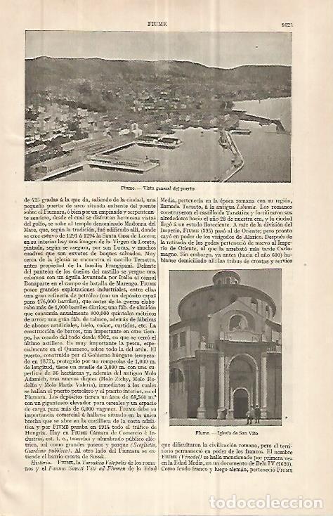 Postais: LAMINA ESPASA 32726: Puerto e iglesia de Fiume, Italia - Varios