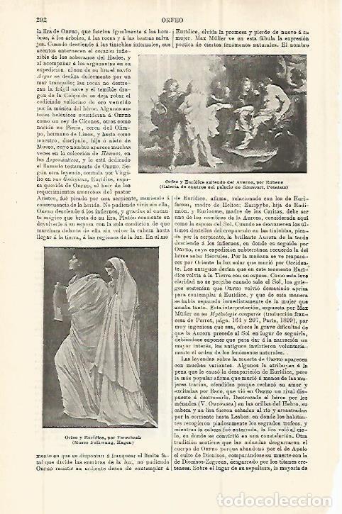 Cartoline: LAMINA ESPASA 32763: Orfeo y Euridice, por Rubens y Fenerbach - Varios