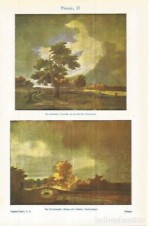 Postcards: LAMINA ESPASA 32791: Paisaje, por Ruisdael y por Rembrandt - Varios