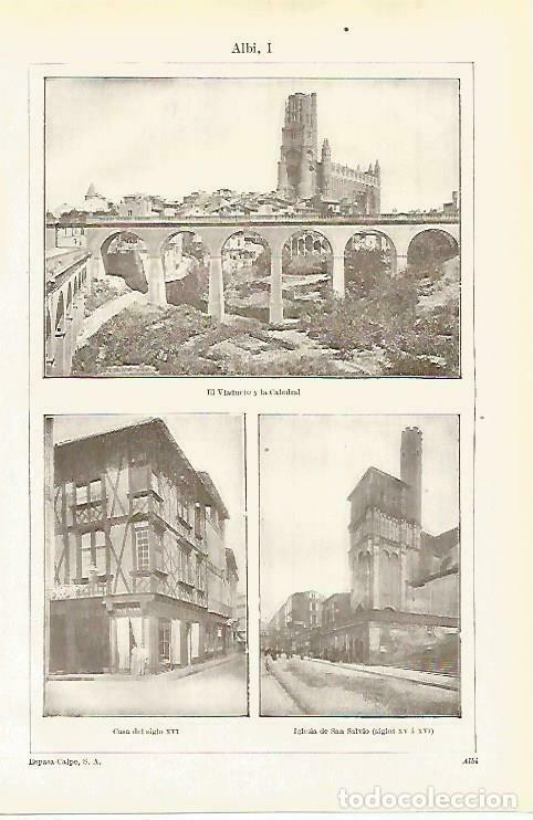 Postkarten: LAMINA ESPASA 33639: Catedral, Viaducto, iglesia de San Salvio y casa de Albi, Francia - Varios