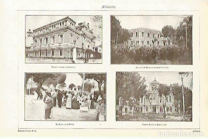 Postkarten: LAMINA ESPASA 33624: Diputacion, Palacio de la Audiencia, Real de la Feria y Palacio Municipal de Al