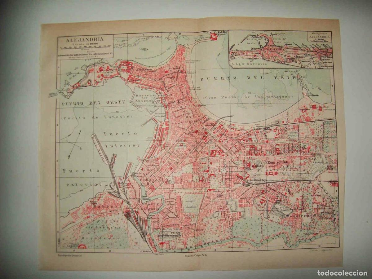 Postkarten: LAMINA ESPASA 33674:Plano de Alejandria, Egipto - Varios