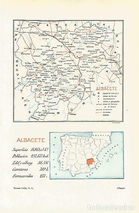 Postcards: LAMINA ESPASA 33622: Mapa de la provincia de Albacete - Varios