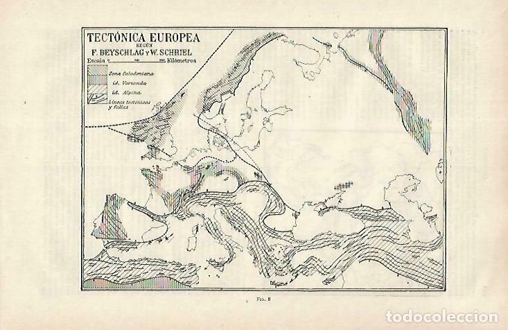 Postcards: LAMINA ESPASA 33584: Mapa de la Tectonica Europea - Varios