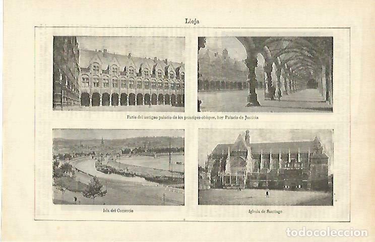 Cartoline: LAMINA ESPASA 33261: Palacio de Justicia, Isla del Comercio e Iglesia de Santiago en Lieja, Belgica
