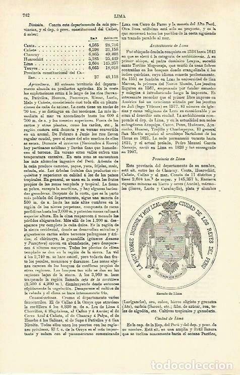 Cartoline: LAMINA ESPASA 33280: Escudo de Lima, Peru - Varios
