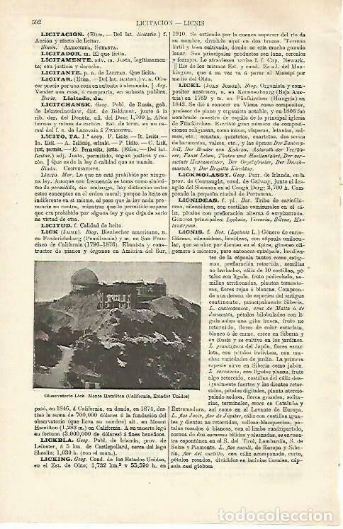 Cartoline: LAMINA ESPASA 33243: Observatorio Lick en California - Varios
