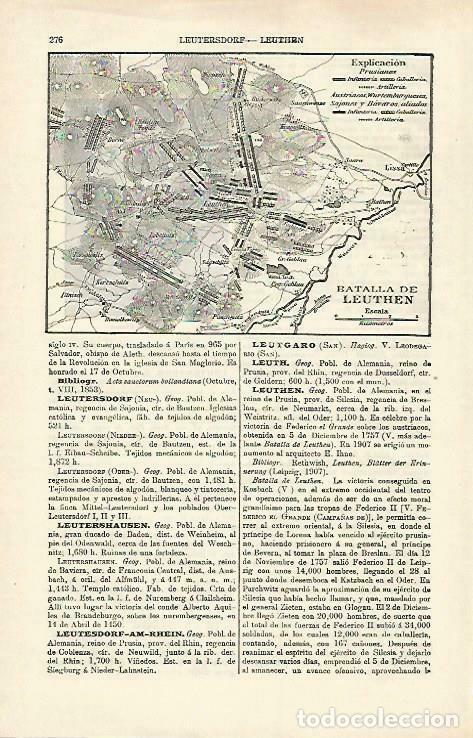 Cartoline: LAMINA ESPASA 33220: Mapa de la Batalla de Leuthen - Varios