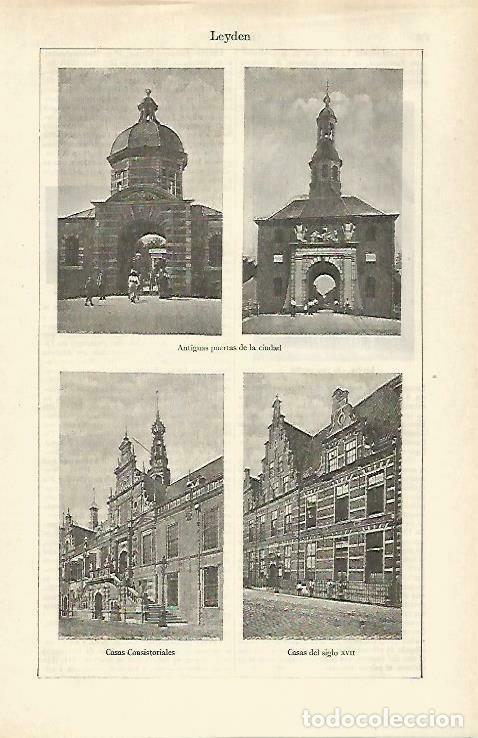 Cartes Postales: LAMINA ESPASA 33223: Puertas de Leyden, Holanda - Varios