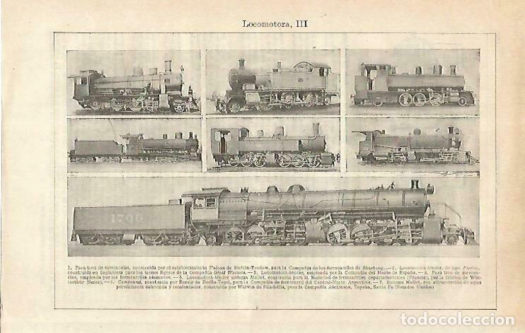 Cartes Postales: LAMINA ESPASA 33388: Locomotoras para diferentes trenes - Varios