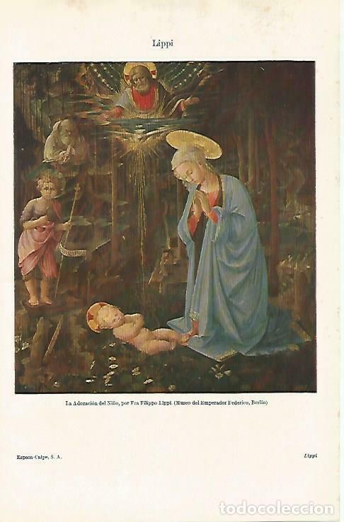 Postais: LAMINA ESPASA 33327: La Adoracion del Ni&ntilde;o, por Lippi - Varios