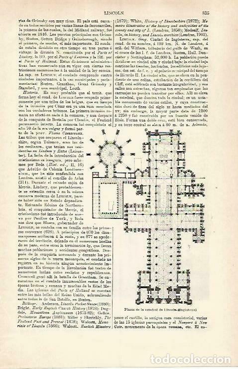 Postais: LAMINA ESPASA 33302: Planta de la Catedral de Lincoln, Inglaterra - Varios