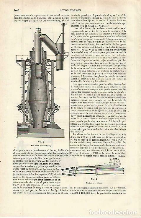 Postales: LAMINA ESPASA 33906: Alto horno sistema ingles - Varios