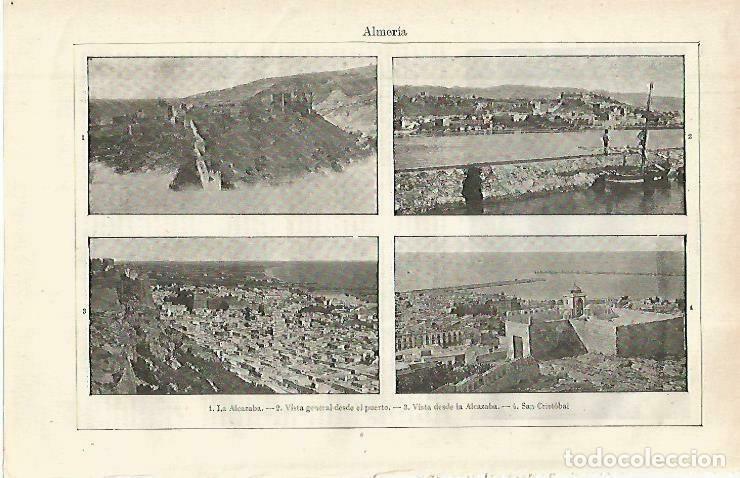 Postais: LAMINA ESPASA 33836: Alcazaba, puerto y San Cristobal en Almeria - Varios