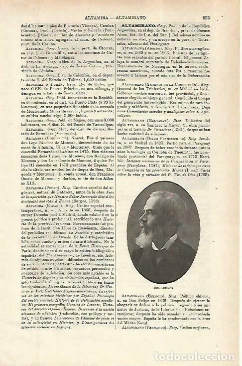 Postales: LAMINA ESPASA 33890: Rafael Altamira - Varios