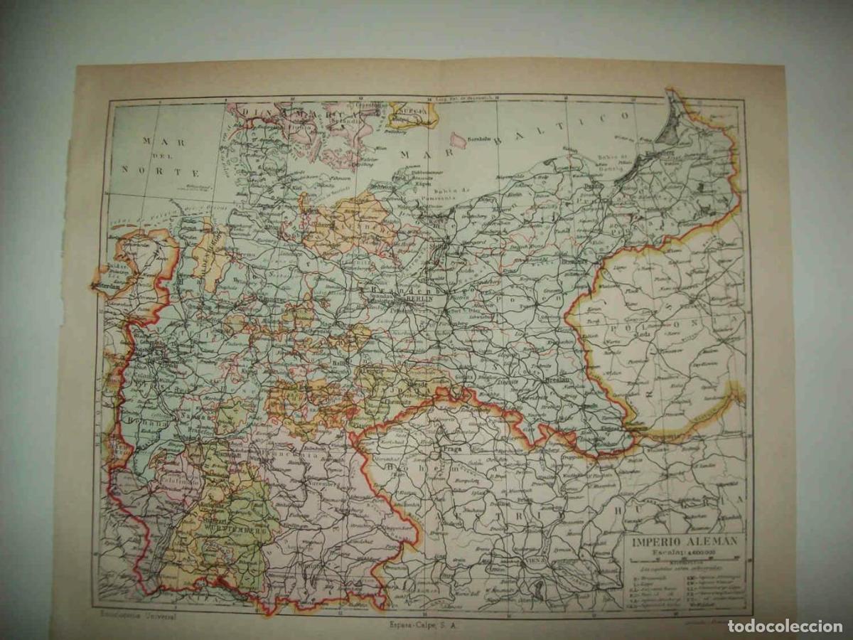 Postais: LAMINA ESPASA 33694: Mapa del Imperio Aleman - Varios