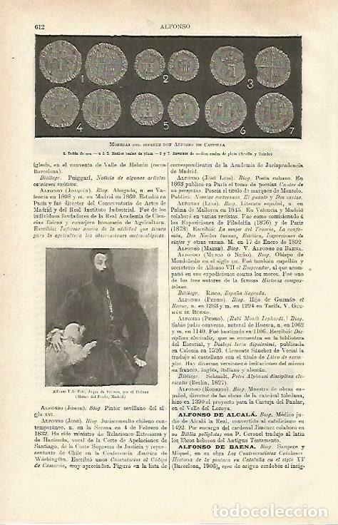 Postales: LAMINA ESPASA 33750: Monedas del infante Alfonso de Castilla - Varios