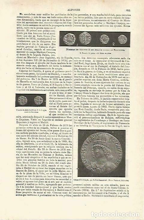 Postales: LAMINA ESPASA 33744: Monedas de Alfonso II de Aragon - Varios