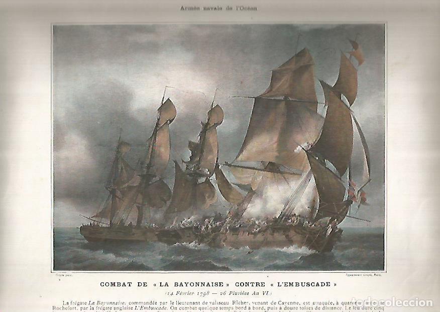 Postcards: LAMINA 16055: Combate de La Bayonnaise y L'Embuscade, 1798 - VVAA