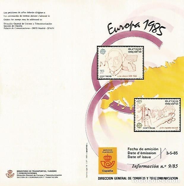 Postales: DIPTICO 16425: Europa 1985 - Varios