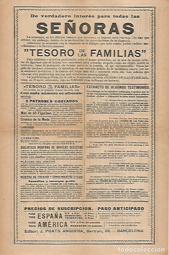 Postales: LAMINA 15995: Publicidad de la revista Tesoro de las Familias - Varios