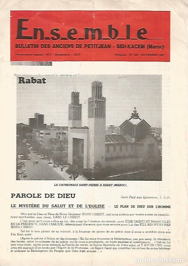 Postais: LAMINA 16100: Boletin Ensemble. Bulletin des Anciens de Petitjean. Marrueco. Numero 167. Noviembre 1