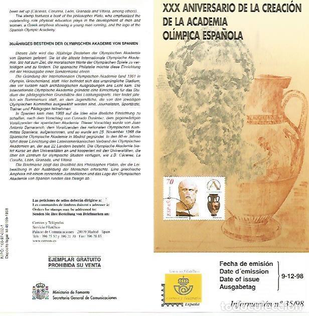 Postais: DIPTICO 16476: XXX Aniversario de la creacion de la Academia Olimpica Espa&ntilde;ola - Varios