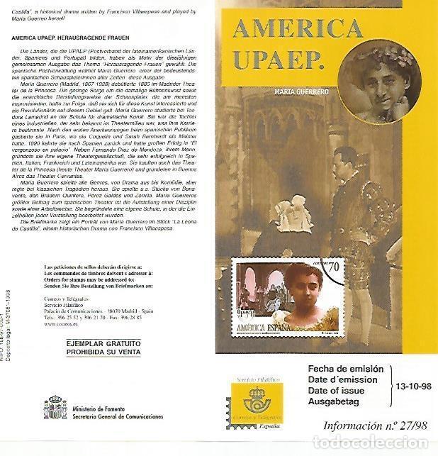 Postais: DIPTICO 16481: America UPAEP. Maria Guerrero - Varios